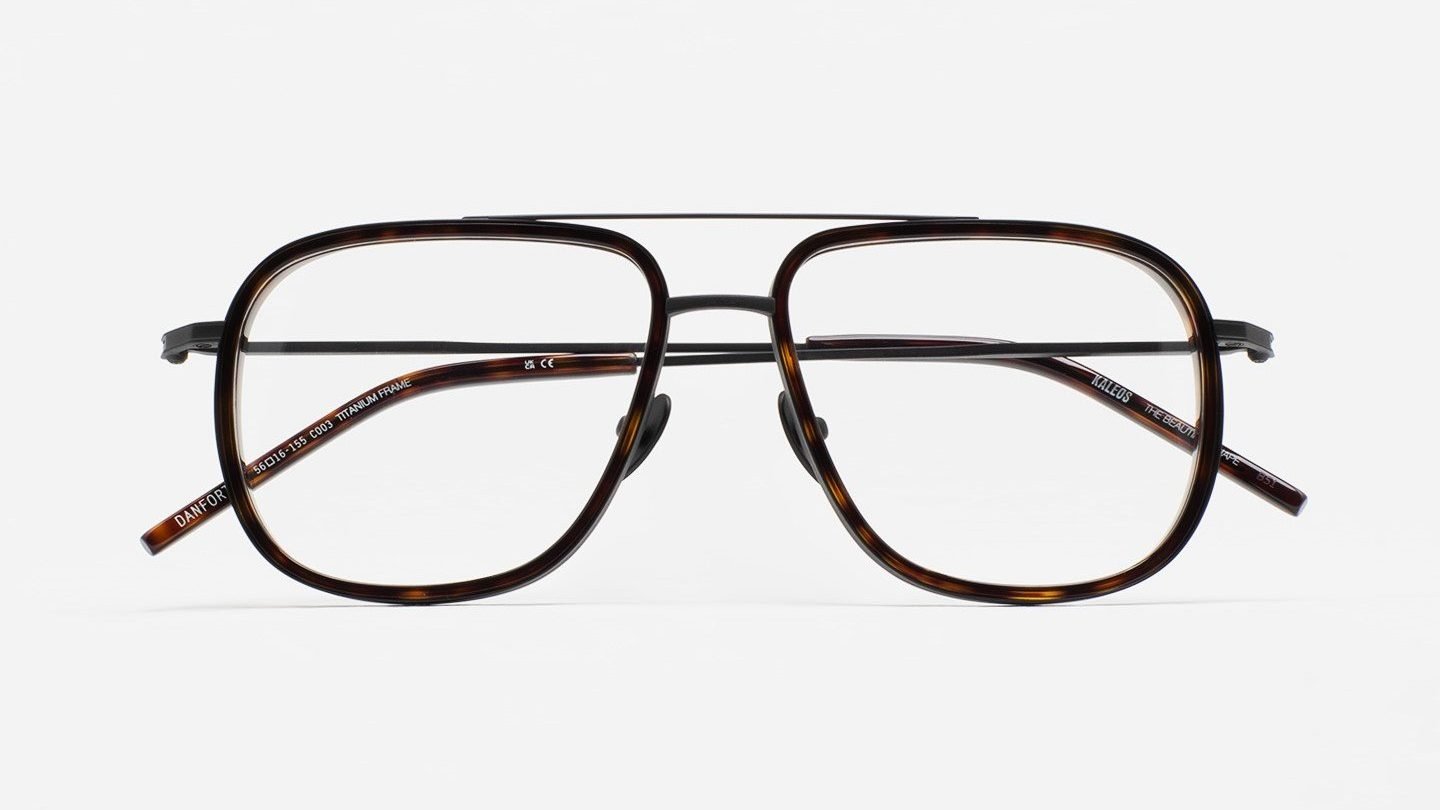 occhiali da vista kaleos acetato sottile e titanio forma a goccia ottica rizzato